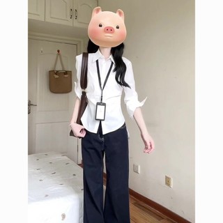 Menina Quente Pitada Cintura Magro Ajuste Branco De Mangas Compridas s Manga Comprida Camisa Feminina Francesa Design Te