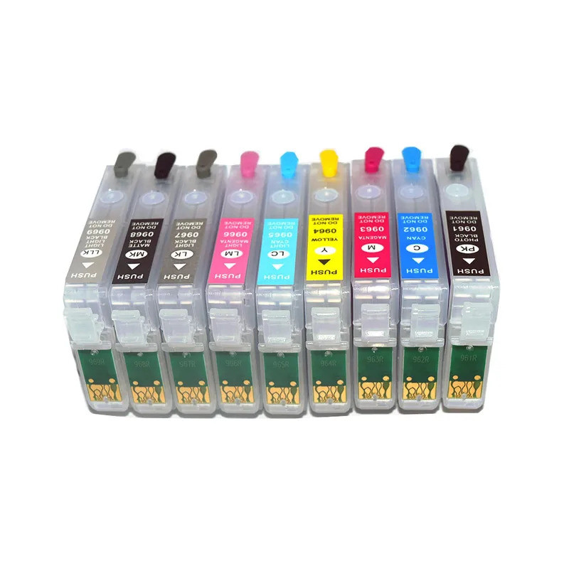 Cartucho De Tinta Recarregável FW T0961-T0969 Com Chip De Reinicialização Automática Para Impressora Epson Stylus Photo