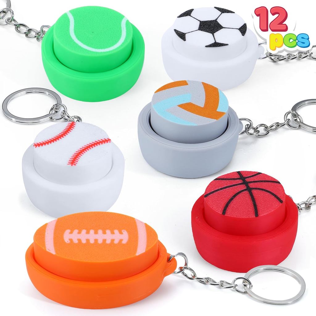 JOYIN 12 Peças de Bolas Esportivas Brinquedos Fidget Clicker, Brinquedos Sensoriais Impressos em 3D, Chaveiro Clicker pa