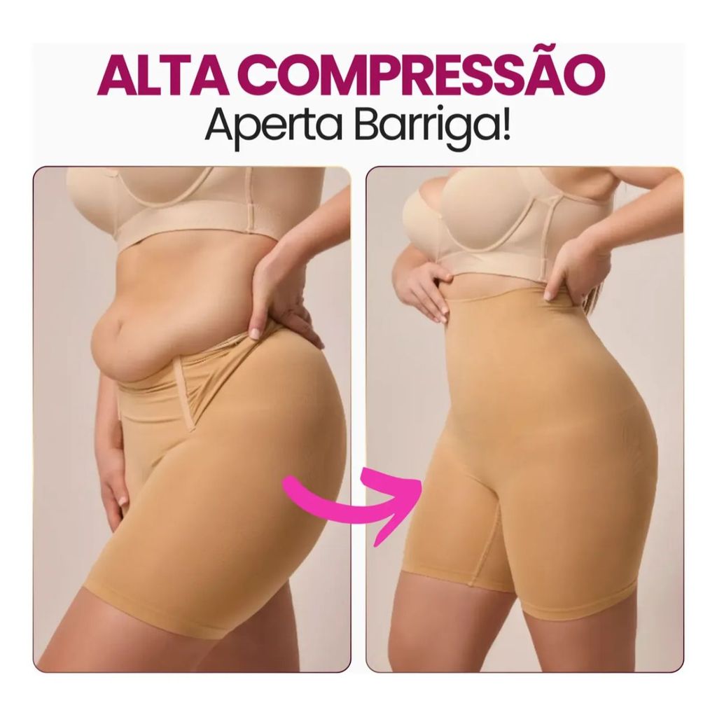 Short Modelador Feminino Alta Compressão Reduz Barriga Levanta Bumbum Cinta Modeladora Plus Size
