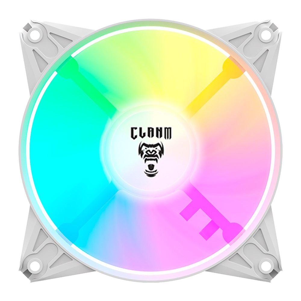Cooler Fan Branco ARGB 120mm Ventoinha para Gabinete Eurus Snow RGB 3pin Clanm Gamer