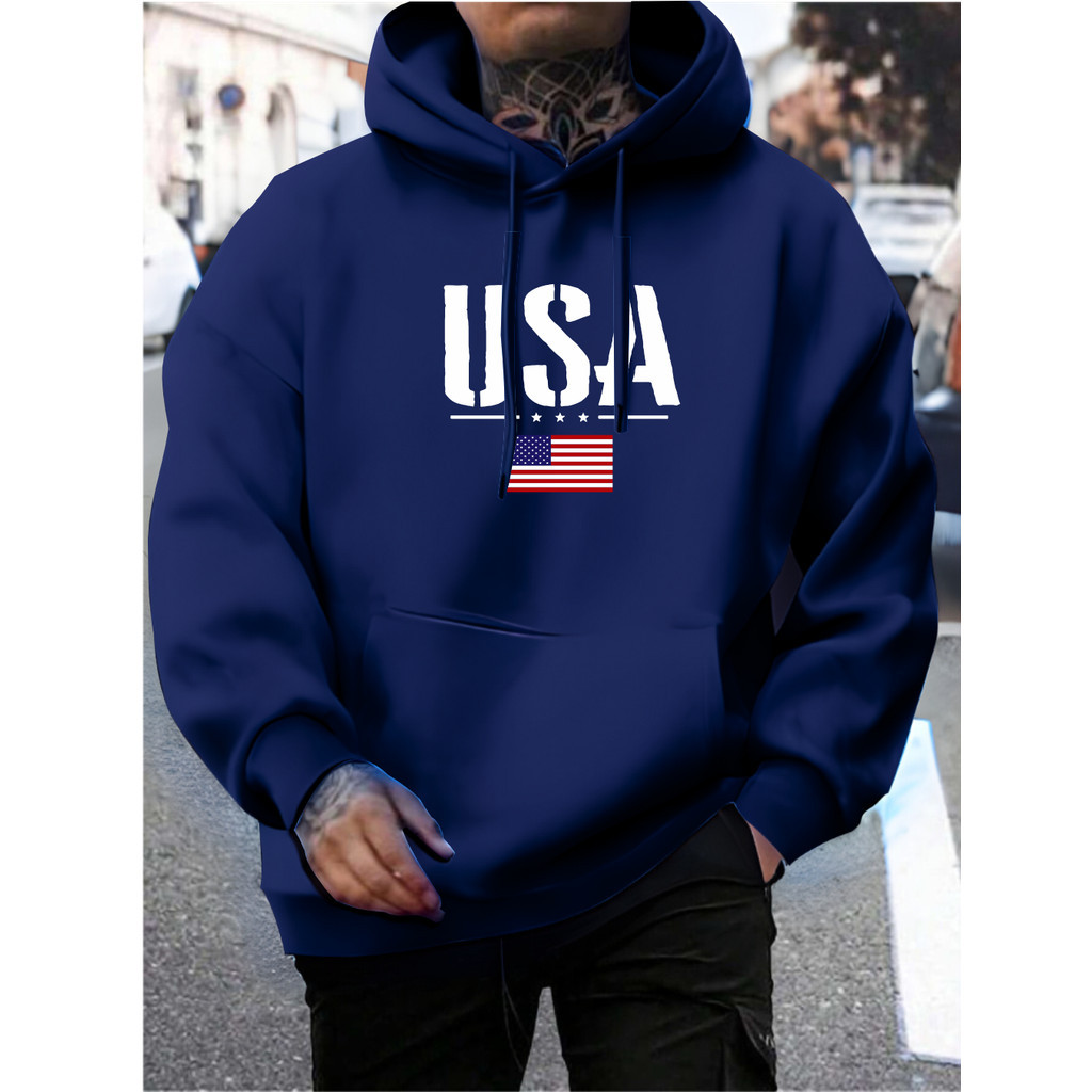 Moletom Masculino Moletom Canguru Blusa de Frio Unissex Moletom Estampado USA Dream Moletom Unissex Flanelado