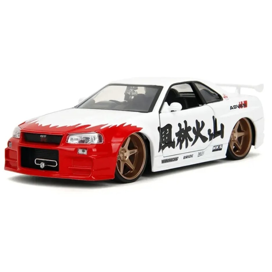 Miniatura Nissan Skyline GT-R R34 c/ Figura Ryu - Street Fighter (2002) - Metals Die Cast - 1:24 - Jada Toys
