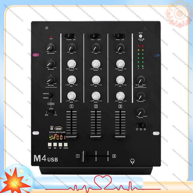 [Em Vendas E] DJ Mixer De 3 Canais Com Interface De Áudio Integrada Bandas Para Barra De Palco KTV Console De Mixagem De