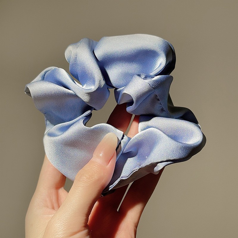 Elástico de cabelo em imitação de seda estilo francês, de cor sólida e alta elasticidade, acessório elegante para coque. — imagem 2 de 2