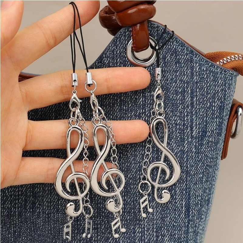 Pingente De Nota Musical De 4-1 Unidade-Decoração De Bolsa-Chaveiro De Música-Telefone Charmoso Borla De Guitarra-Com Co