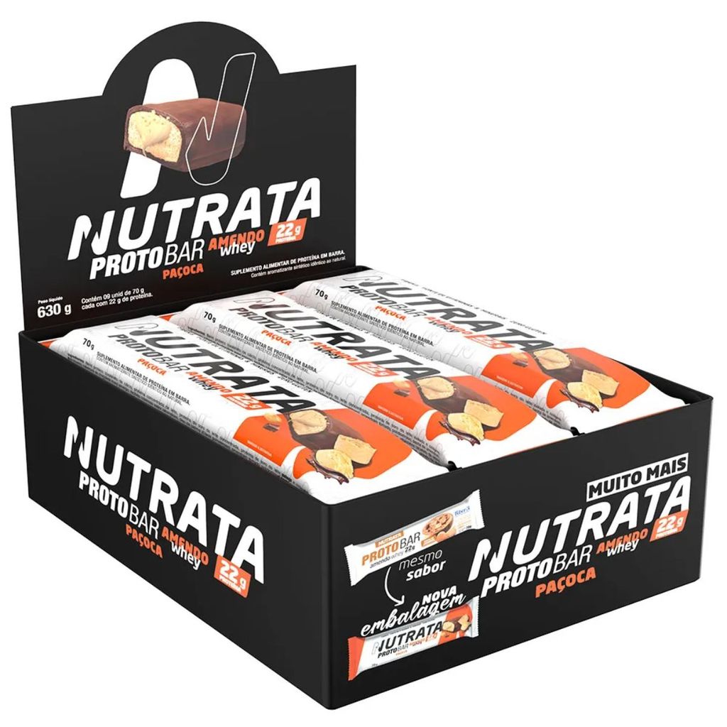 NUTRATA PROTOBAR PAÇOCA 22G PROTEÍNA 70G 9UN