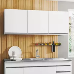 Armário de Cozinha Aéreo 150cm 3 Portas Argélia Branco - Lumil
