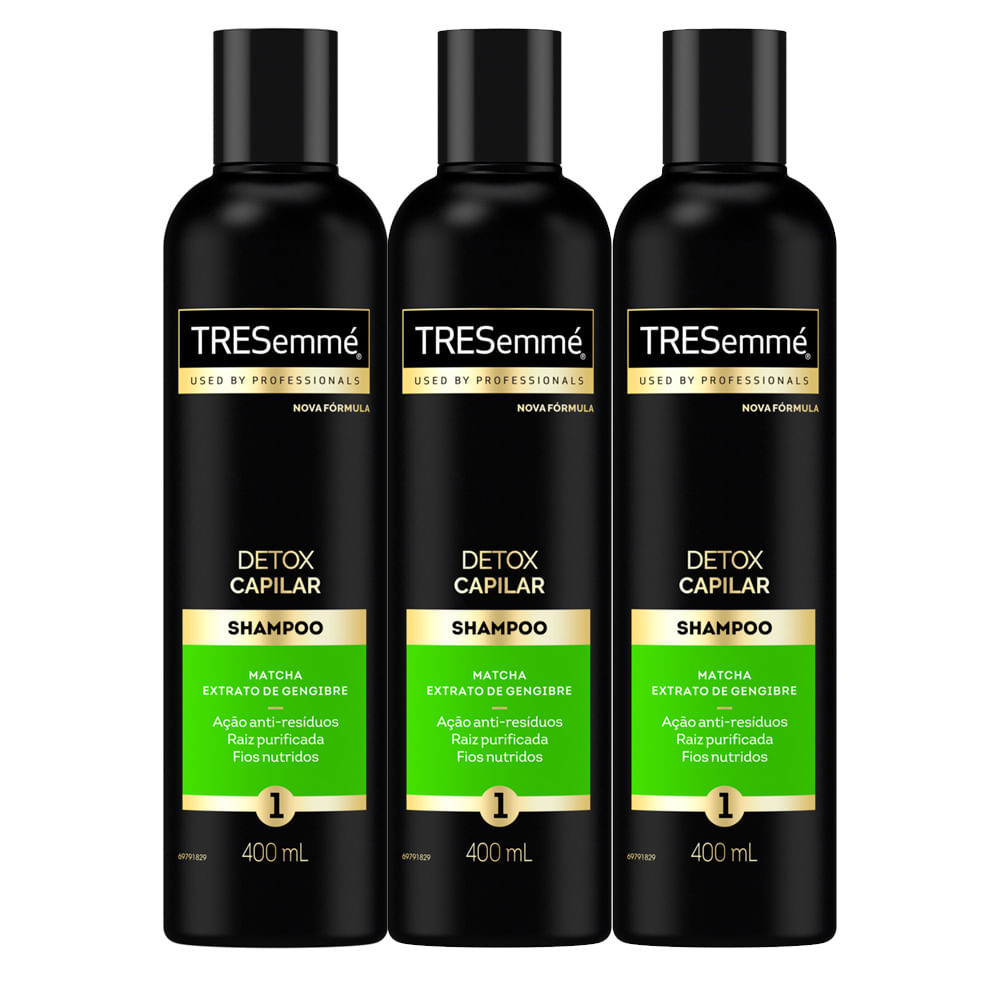 Kit 3 Shampoo TRESemmé Detox Capilar 400ml