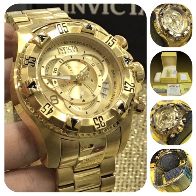Relógio Invicta Reserve Excursion 6471 Gold 18k + Brinde