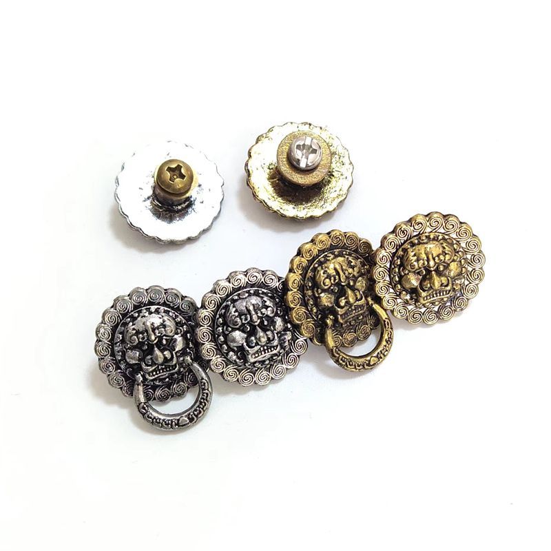 Decoração de couro fivela retro ouro retro prata leão rosto decoração fivela fortuna pano fivela cinto anel cabeça leão