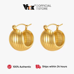 Brincos De Argola De Bola De Aço Inoxidável Texturizados Vnox Para Mulheres , Joias Delicadas E Não Manchadas O Dia A Gi