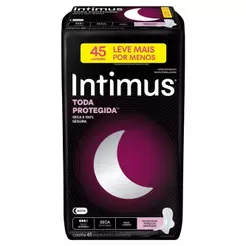 Absorvente com Abas Noite Seca Intimus Toda Protegida Mais Longo 45 Unidades Leve Mais Pague Menos