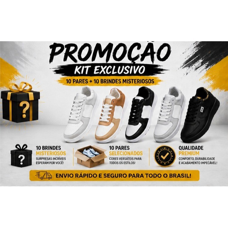 Kit 10 Pares Tênis Feminino Adulto Sola Baixa Casual Confortável Estampado Revenda ENVIO RAPIDO FULL