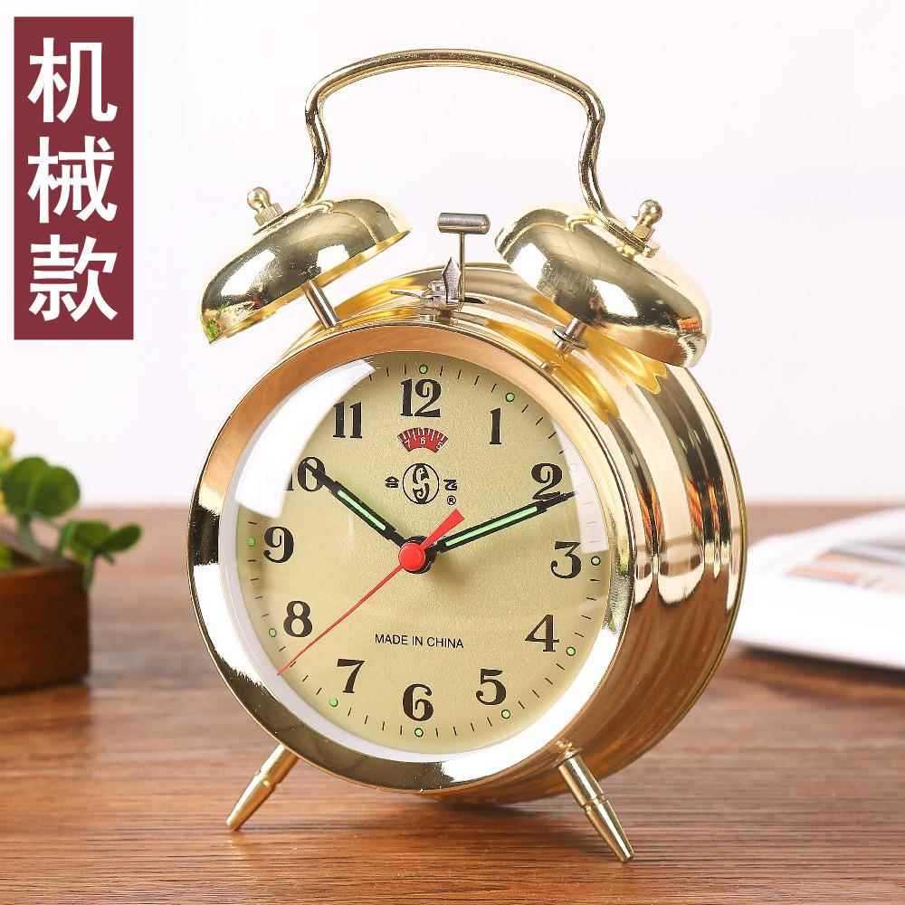Despertador poderoso Wake-up relógio mecânico antigo Oversized toque estudante Metal ferradura relógio alarme C