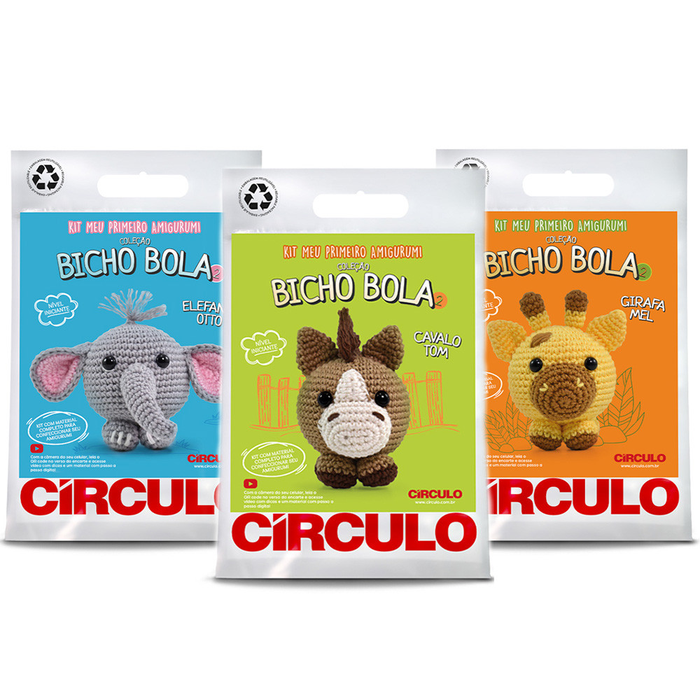 Kit Meu Primeiro Amigurumi Coleção Bicho Bola 2 Circulo
