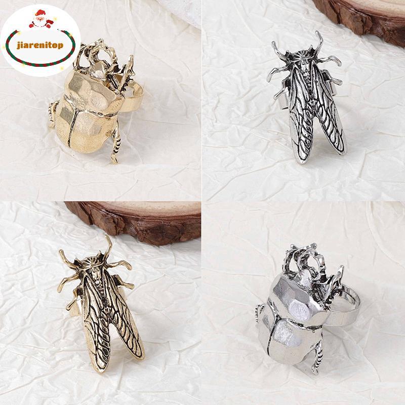 jiarenitop Vintage Criativo Cigarra Joaninha Anel De Abertura Para Homens Mulheres Personalizado Design Inseto Dedo Jóia
