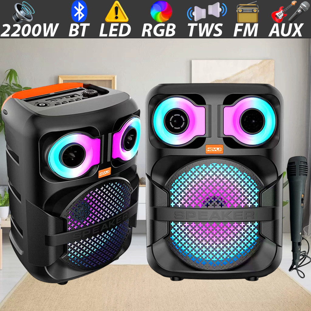 Caixa de Som c/ Microfone Bluetooth Portátil Som Alto 2200w LED RGB