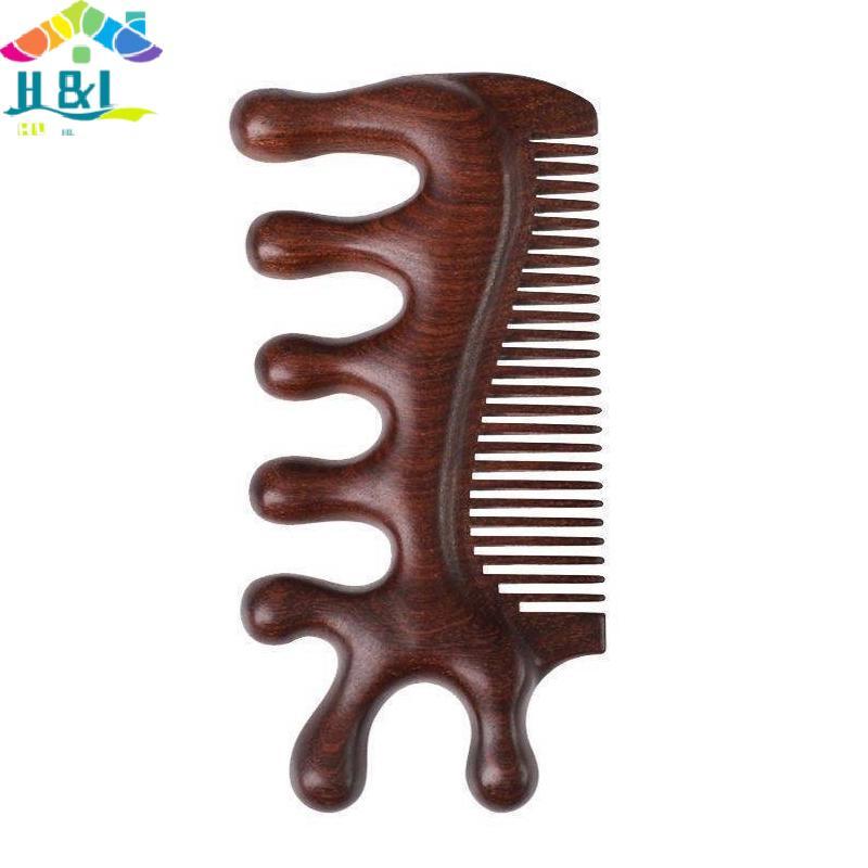 H & L 3 Em 1 Massagem Circulação Sanguínea Madeira Sândalob Couro Cabeludo Meridian Relax Ferramenta De Estilo Antiestát