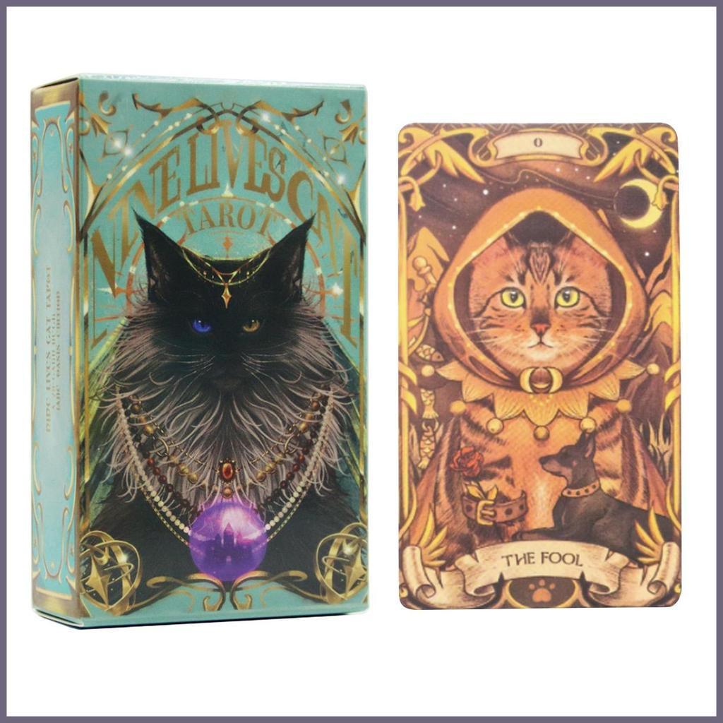 Para Consulte A Descrição Oracle Card 78 Folhas Nine Lives Cat Paper Portátil Fortune Telling Jogando Cartas Fithobr