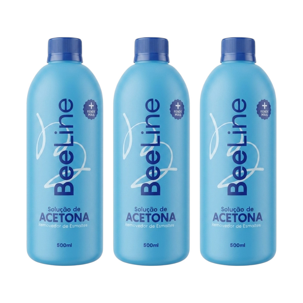 KIT Removedor de Esmalte a base de acetona Bee Line 500ml (3 unidades)