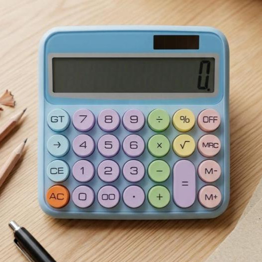 Calculadora Colorida Morandi 12 Dígitos com Teclado Mecânico p/ Escola e Escritório Multineos