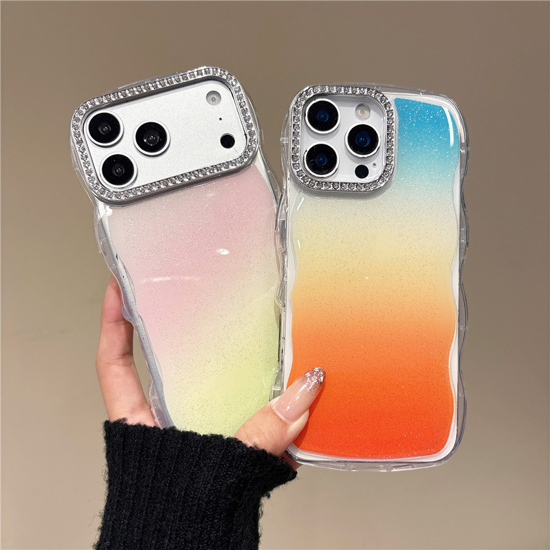 Adequado Para Iphone 17 Promax 13 14 15 16 Inclui Capa De Telefone pro Max/Com design De Arco-Íris Gradiente Ondulado De