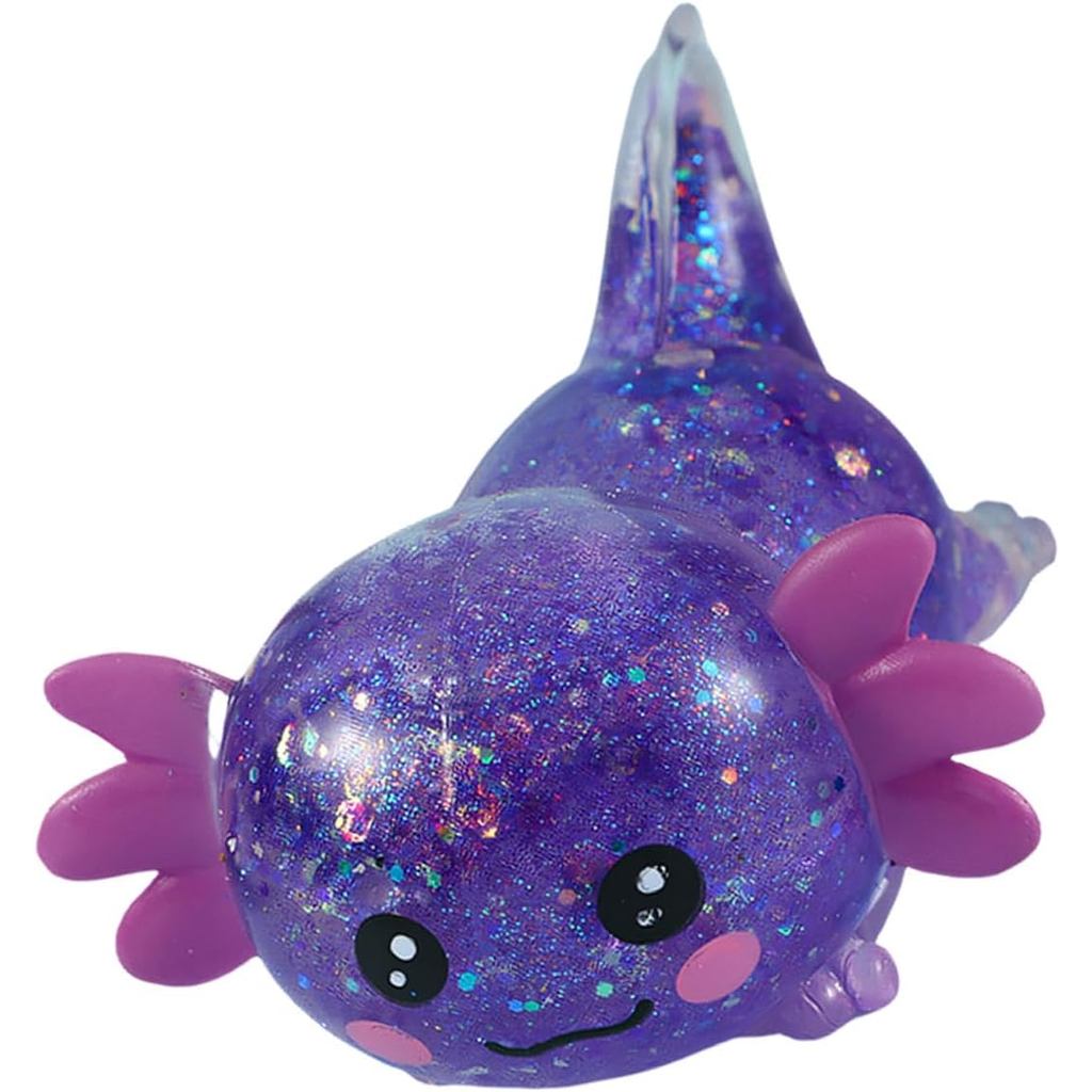 Squishies de Axolote com Glitter, Brinquedo Squishy de Axolote Fofo, Bola Antiestresse em Forma de Axolote Grande para A