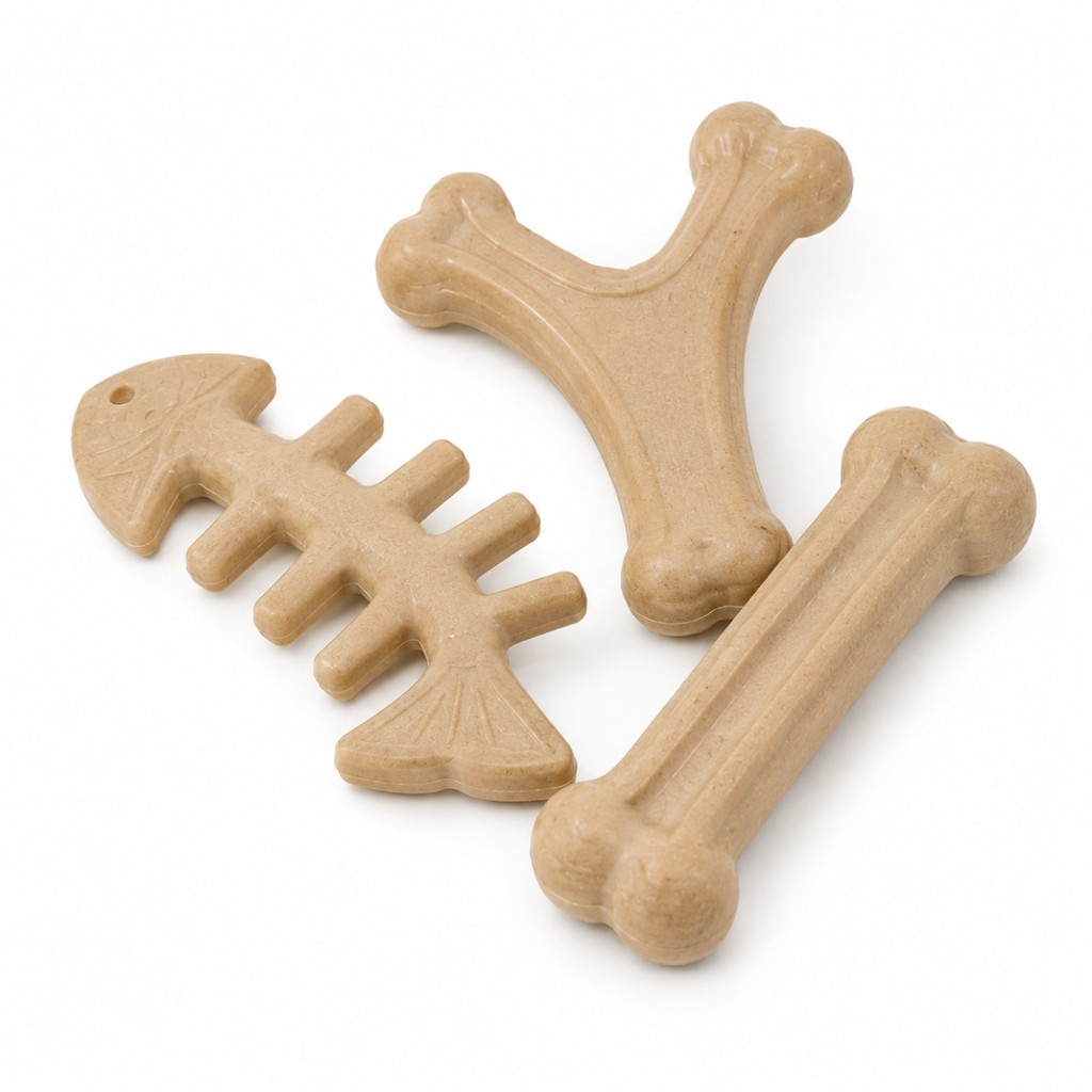Kit 2 Mordedor Pet Fibra De Bambu Sabor Bacon Resistente Premium Para Cães Alta Resistência Pet