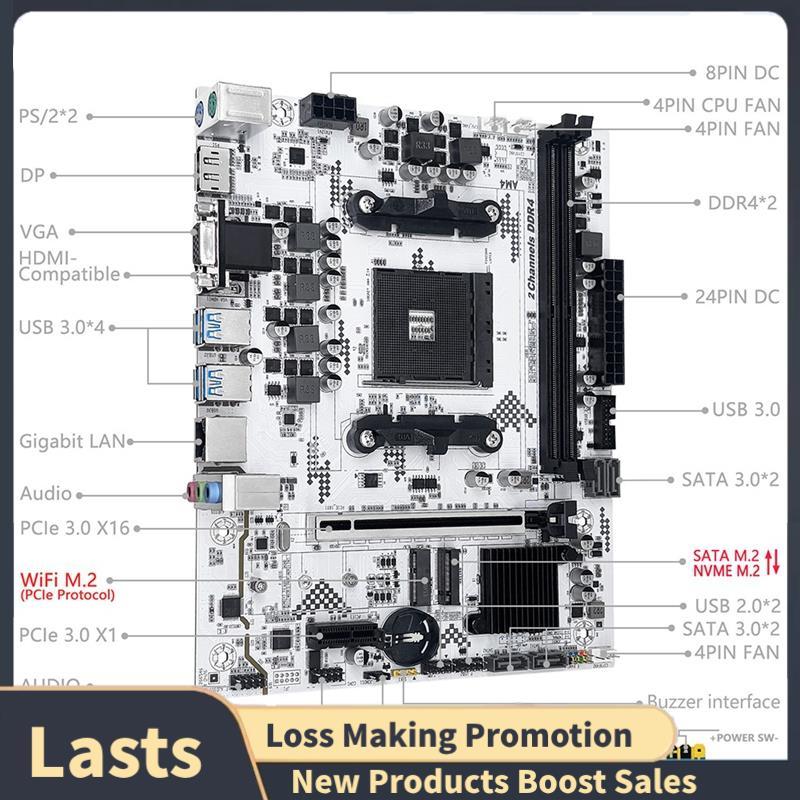 Processador AM4 Da Placa-Mãe A520 AM4 2x DDR4 1080P/2K/4K Display