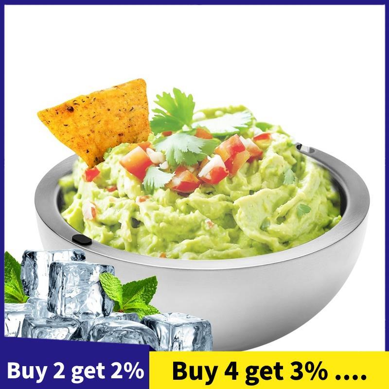 Dip Chiller Bowl Ice Aço Inoxidável Festa Servindo Tigela Prato De Mergulho Mantém Salsa Para Festas , Guacamole , Condi