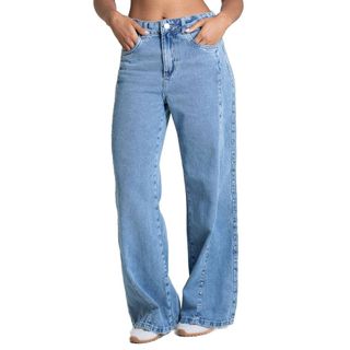 Calça Jeans Sawary Wide Leg Petit Strass - 283678