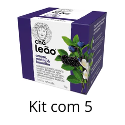 Kit com 5 Chá Amora, Mirtilo e Baunilha 22g 10 Sachês Leão