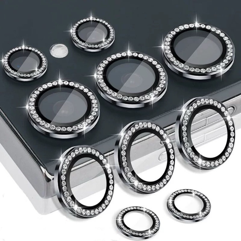 Kit Películas Lente Para Samsung Câmera Proteção Com Brilho Brilhante Strass A05 A06 A15 A16 A35 A54 A55 S22 S23 S24 S25