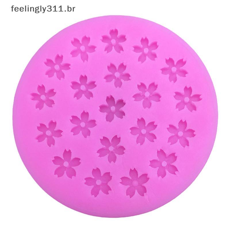 FEELI Mini 20 Furos Flor De Cerejeira Rosa Molde De Silicone Para Bolo Fondant De Chocolate Cozimento Faça Você Mesmo