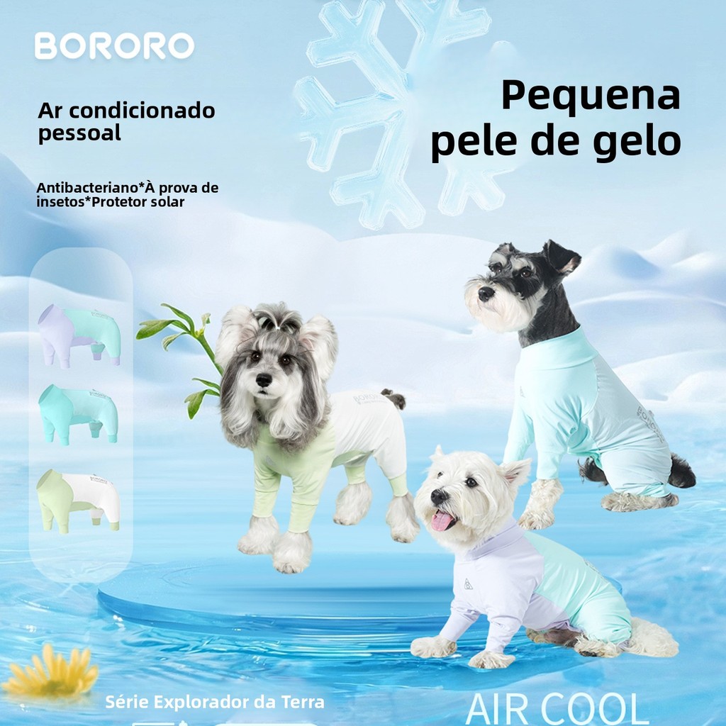 2026 Brasil Verão Roupas de resfriamento para animais de estimação mais vendidas, Design respirável de manga curta de qu