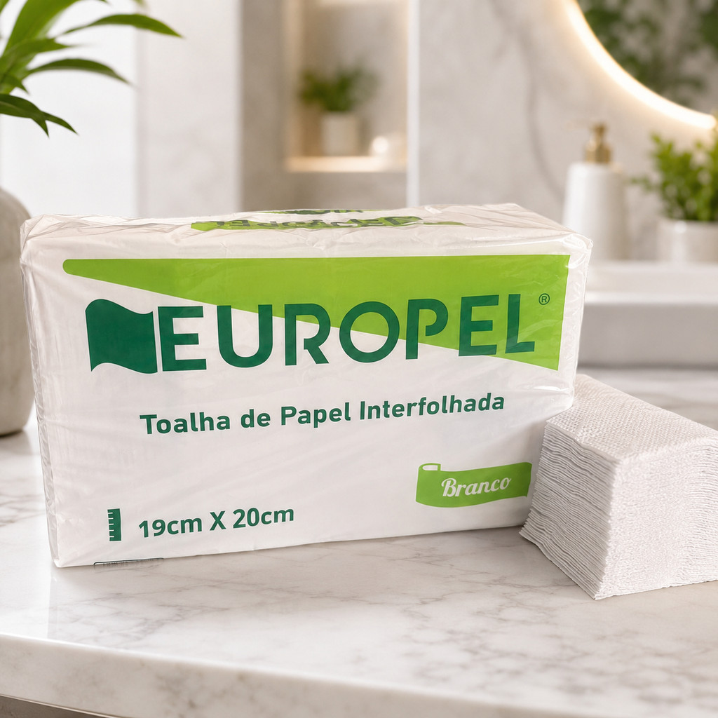 1.000 Papel Toalha Interfolha Para Secar As Mãos Refil Suporte Europel Branco Barato