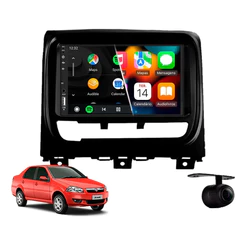 Central Multimídia Carplay Fiat Siena Preto 2013 À 2016