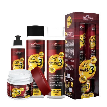 Kit Capilar Ômega 3 Tratamento Capilar Cabelos de Salão Bell Corpus - 4 itens - PROMOÇÂO