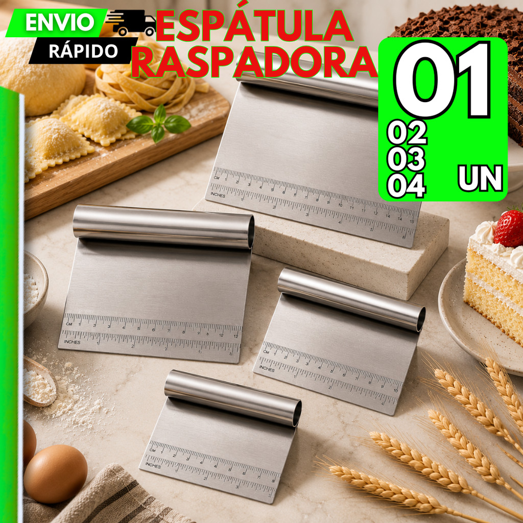 4/3/2/1 Espátula Tubular Inox Raspadora e Cortador Para Massas Bolo Salgados Cozinha Confeitaria