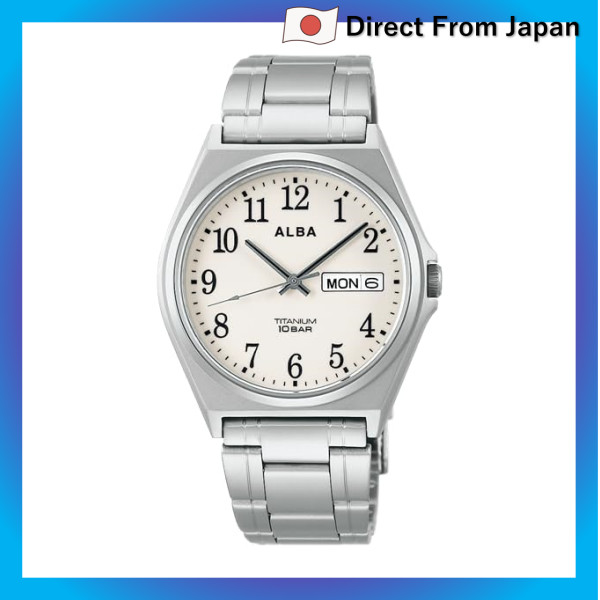 Relógio de quartzo masculino Seiko Alba, aço inoxidável e titânio, resistente à água (10 ATM), analógico, SEIKO ALBA (Ti