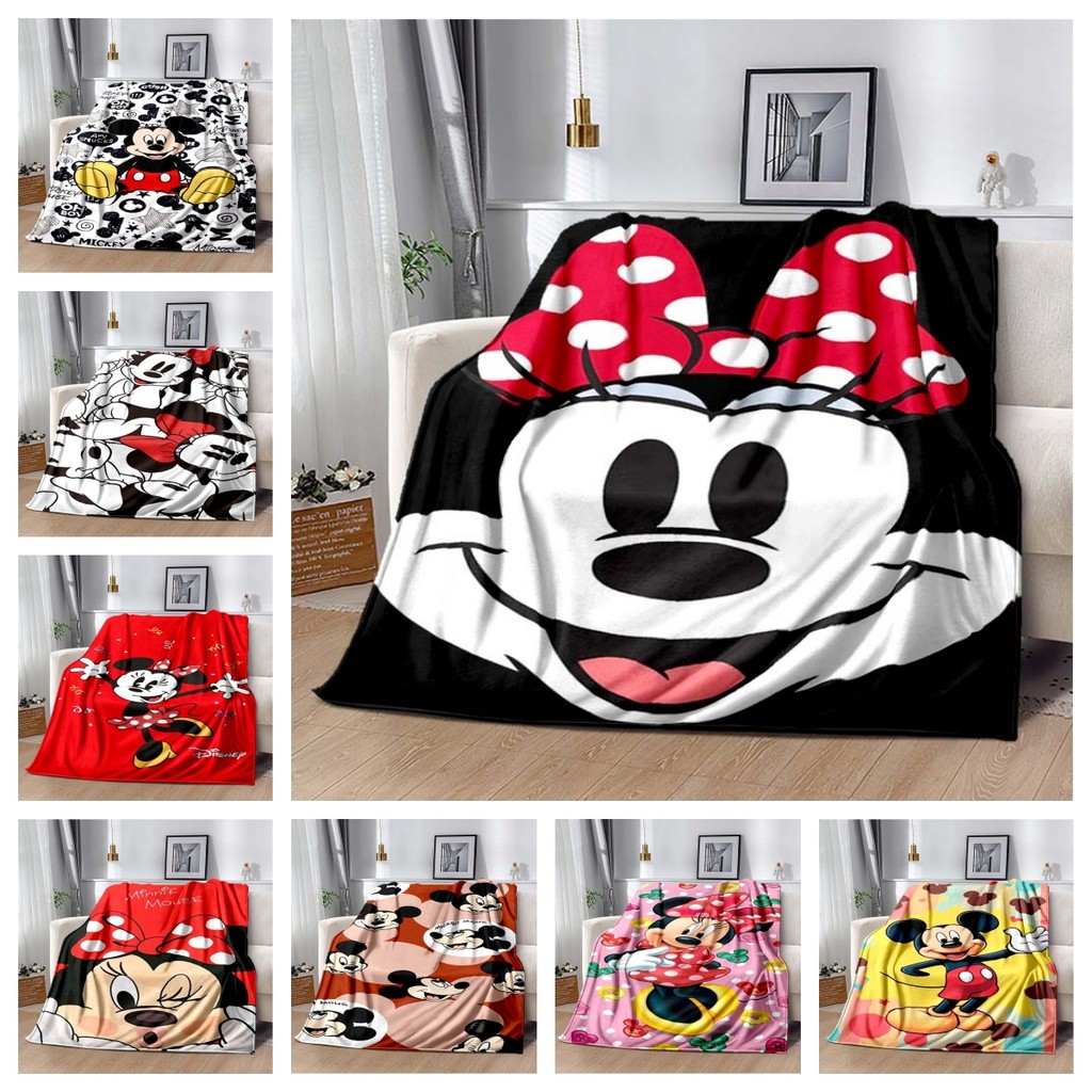Disney Bonito Dos Desenhos Animados Mickey Minnie Flanela Kumot Portátil Ar Condicionado Cobertor Macio Anti Galpão Fáci