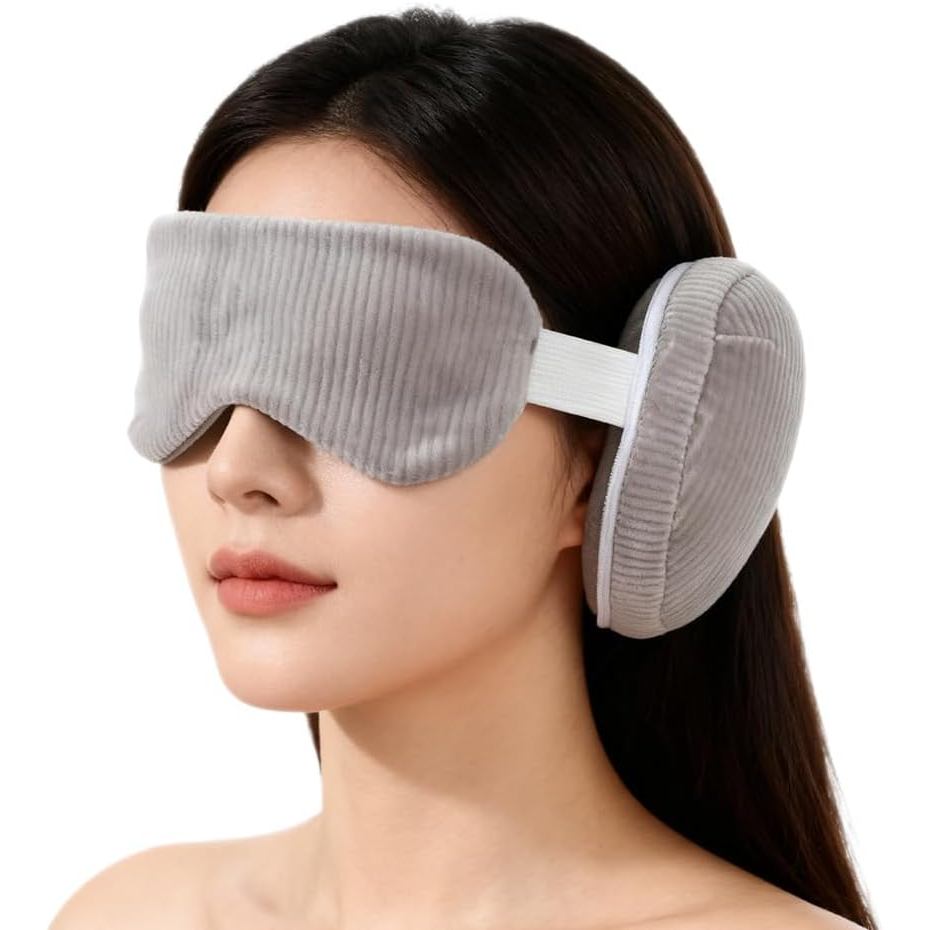PENINSULA LOVE Almofada de Viagem 2 em 1 com Máscara para os Olhos, Almofada de Pescoço de Algodão para Dormir em Avião,