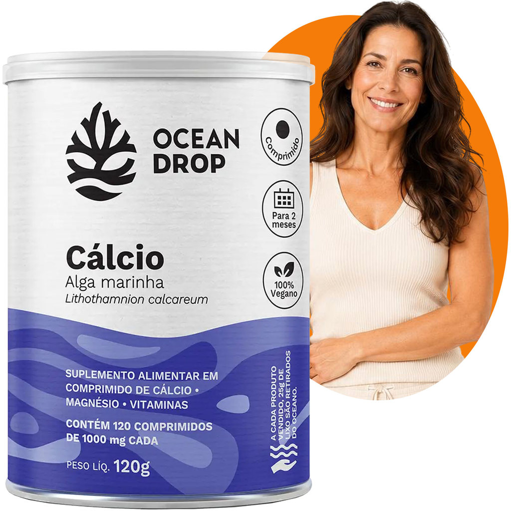 Kit Cálcio de Alga 120 Tabletes 1000mg Ossos Vegano Marinho Absorção Suplemento Vitamina Saúde