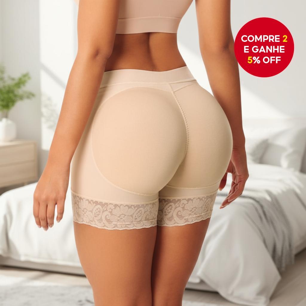 Calcinha Feminina com Enchimento para Realce de Quadril e Bumbum Preto/Bege S-2XL Modelador Sexy de Levantamento com