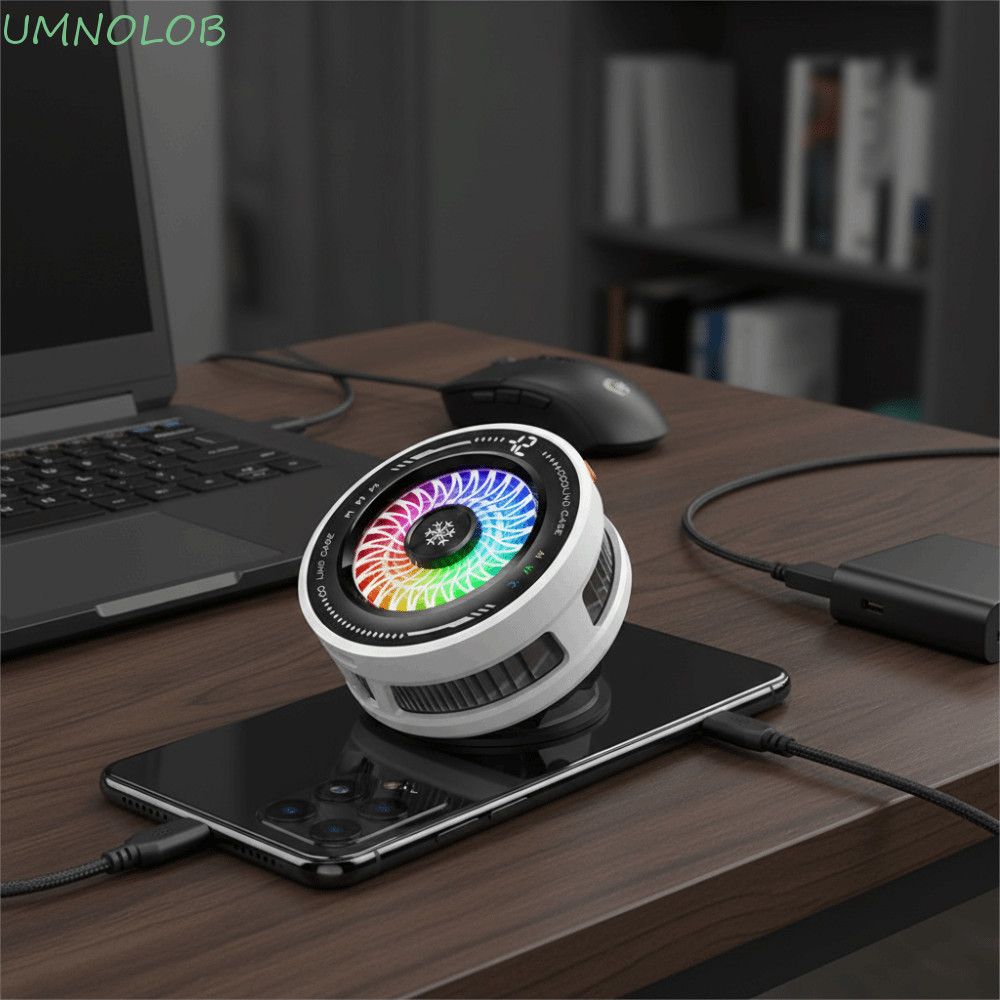 Refrigerador De Telefone Móvel UMNOLOB , Ventilador De Resfriamento Com Luz LED AI Smart Temp Control Cooler
