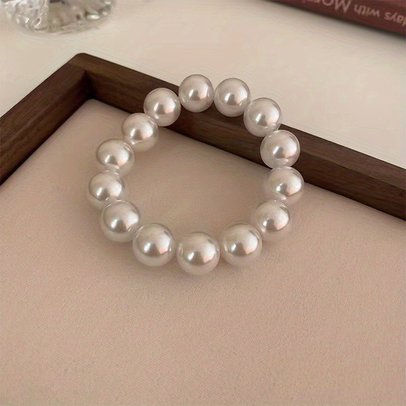 4mm/6mm/8mm/10mm/14mm Imitação De Pérola Francês Retro Elástico Pulseira Simples Meninas Bead Brac