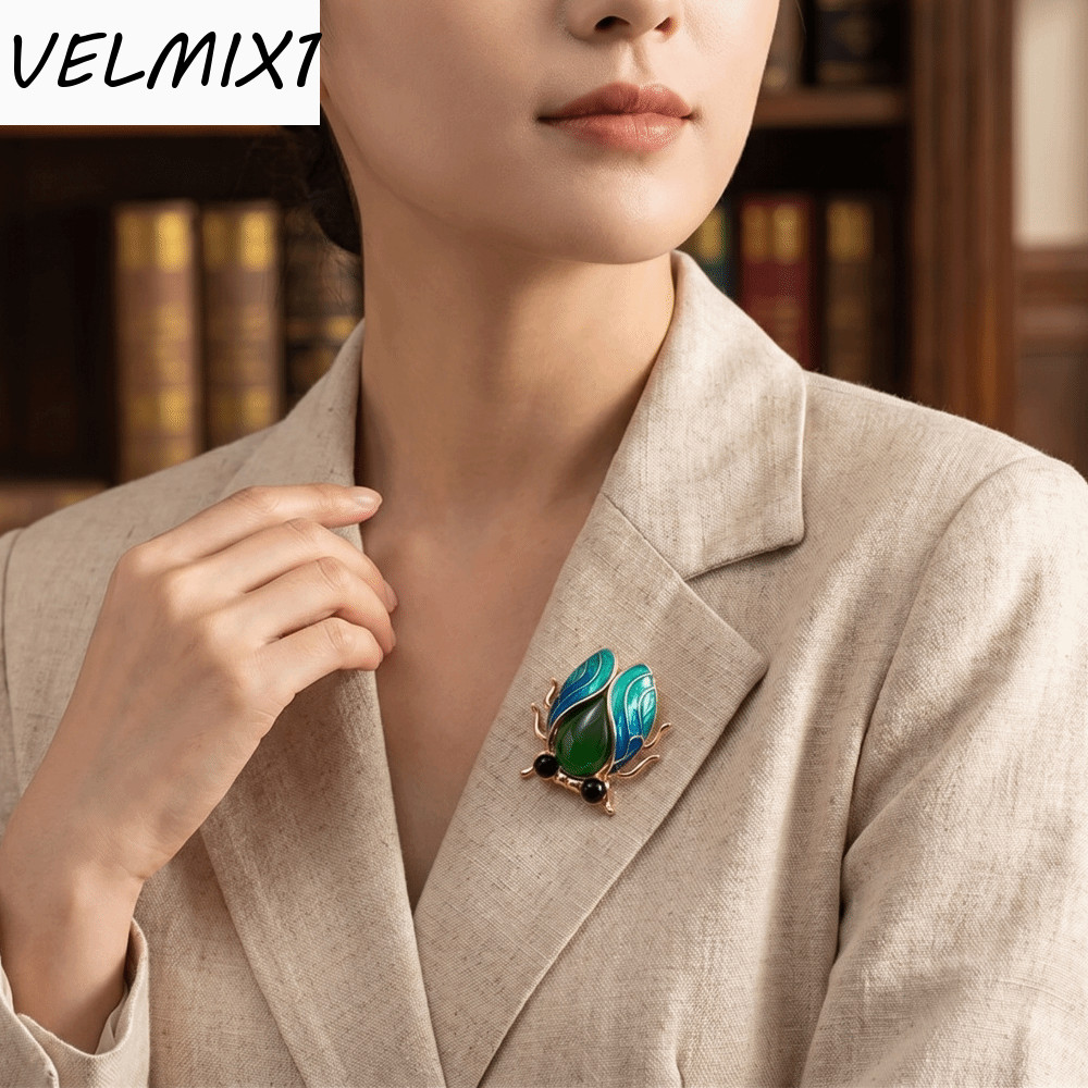Broche De Cigarra VELMIX1 , Alfinete De Lapela De Inseto De Liga De Decoração Elegante , Esmalte Decorativo Estilo Chinê
