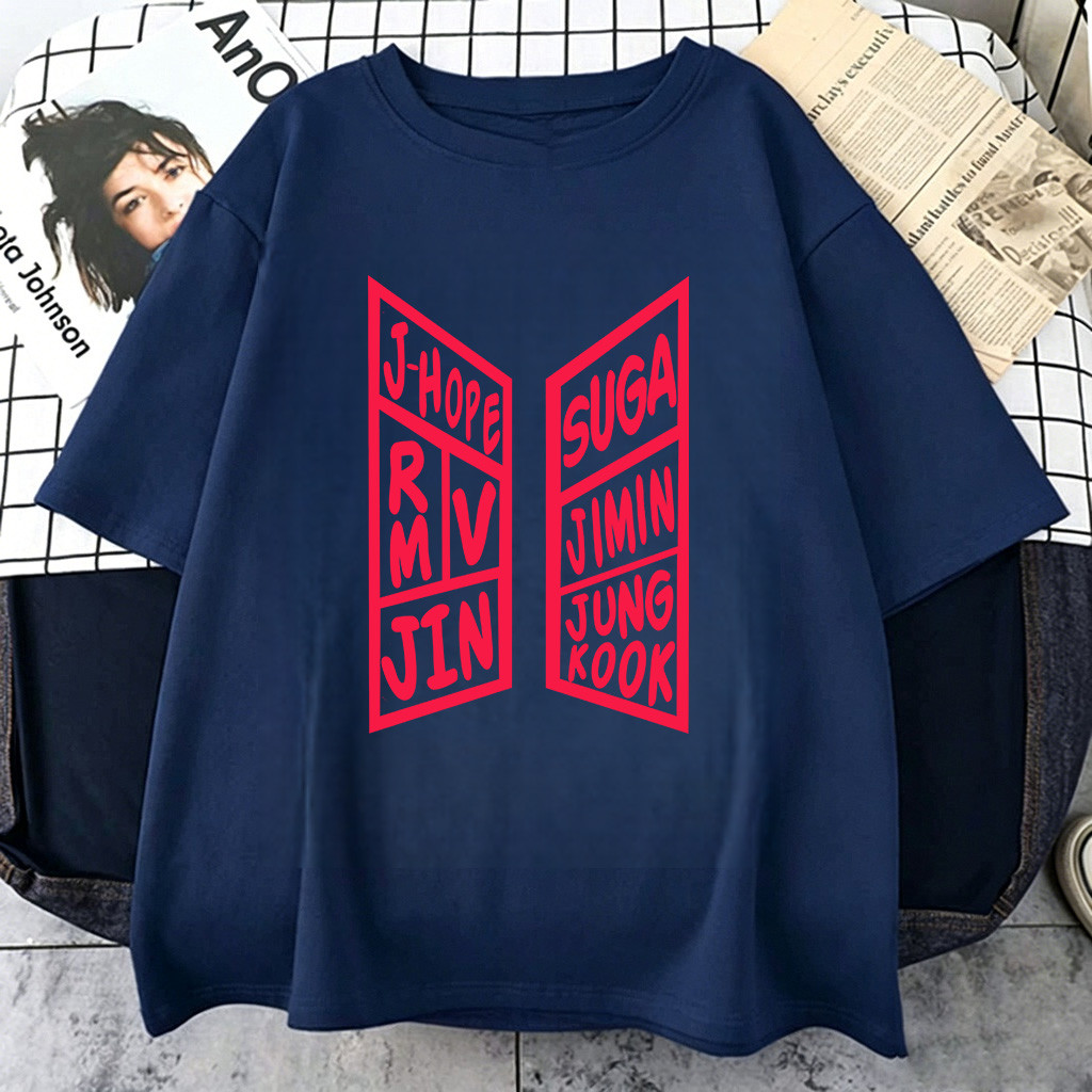 [Camiseta Premium em Algodão Puro]SISI Camiseta Feminina Oversized Streetwear, Estampa bts,Algodão,Casual, Unissex