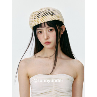 Elegante malha oco aeromoça chapéu feminino verão respirável tecido francês Retro boina férias chapéu superior na moda